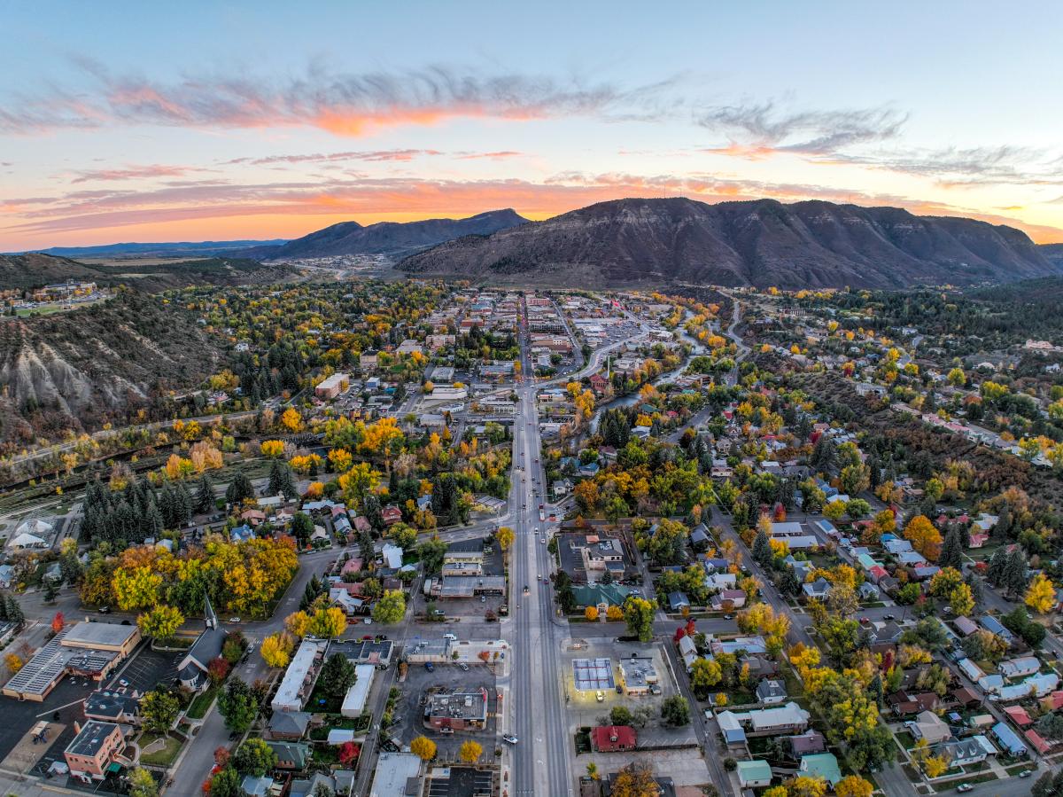 Drone of Downtown Durango During Fall