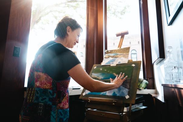 Cindy Coleman Painting Demonstration at Animas Coffee and Chocolate