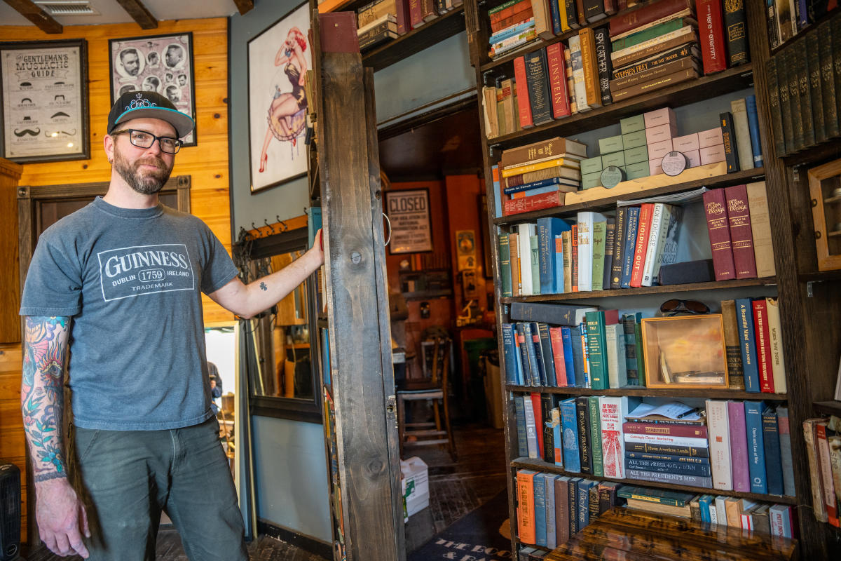 Secret Door at Bookcase and Barber